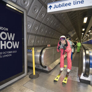 British champion skier traverses London transport network to celebrate London Snow Week Skier and Snowboarder